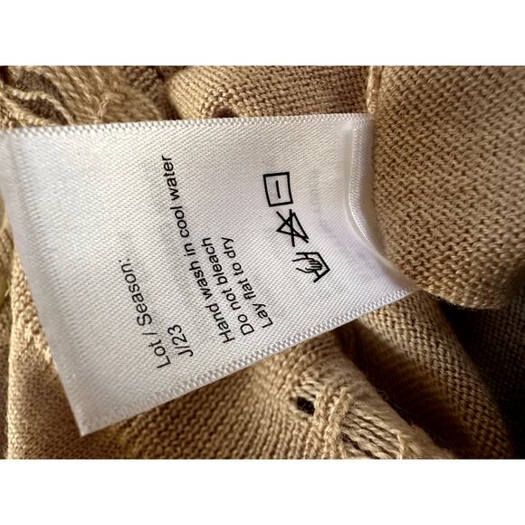 R13 Distressed Baby Cropped 100% Merino Wool Cardigan In Tan New Size XS - Picture 8 of 9